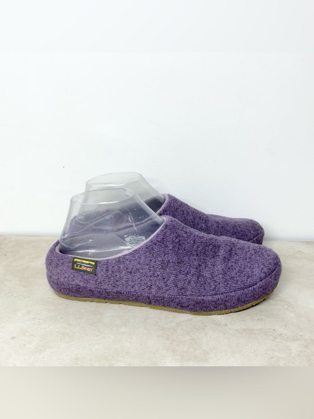 LL Bean Slippers Women Size 8 Shoes Purple Sweater Fleece Scuffs Slip On Clogs